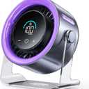 USB Desk Fan for Bedroom: 100 Speeds Digital Display Quiet Table Fan with Turbo Airflow, 120 Rotating Small Rechargeable Battery Desktop Fans for Bedroom Home Office (Purple)