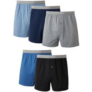 Hanes Men's Underwear Boxers Pack, 5 Pairs, Cool, & Breathable Cotton Boxers for Men, Moisture-Wicking Underwear, L