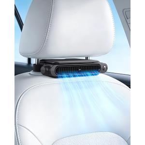 Car Fan for Front & Rear Seats, USB-Powered, Portable Seat-Mounted Cooling Fan with 3 Speeds, Quiet Brushless Motor, Baby-Friendly, Easy Installation for Cars, SUVs, Vans & Trucks