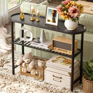 Black Entryway Table for Hallway Bamboo, 39.4"L x 11.8"W x 29.7"H