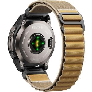 Alpine Loop Nylon Watch Band Compatible with Garmin Fenix 5/6/7/8 47mm, Quickfit 22mm Rugged Watch Bands for Garmin Epix Gen 2/Fenix 8 Pro 47mm/7 Pro/6 Pro/5 Plus/Forerunner 935/S62 (Khaki)