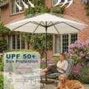 PatioKingdom 9FT Patio Outdoor Umbrella-UPF 50+ Sun Shade with Wind Vent, Push-Button Tilt & Smooth Crank Lift, Rust-Resistant Fiberglass Frame for Garden, Backyard,Yard (Creamy-white)