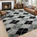 4x6 Black and Grey Area Rug for Bedroom Living Room Dining Room, Fluffy Shag Soft Plush Furry Carpet, Non-Slip Indoor Floor Mat for Kids Home Decor