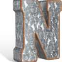 CraftyCrocodile 7" Galvanized Metal Letters for Wall Decor - 3D Letter N for Hanging & Free Standing - Decorative Rustic Alphabet Letters for the Living Room, Bedroom, Kitchen