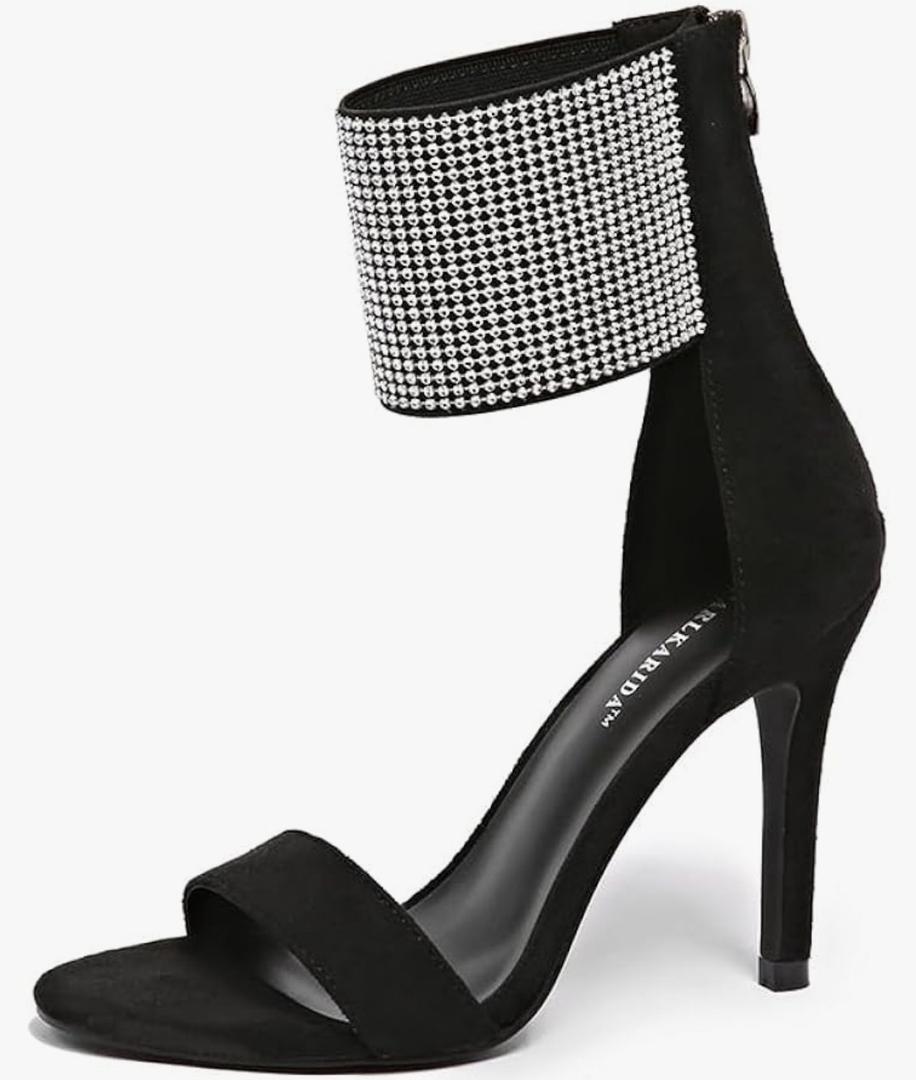 CARLKARIDA Women's High Heel Sandals Open Toe Ankle Tie Dressy Heeled Sandals for Prom, Party, Evening Events, 3.93 Inch Comfortable Thin Block Heels, Size 6