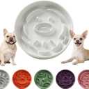 Ceramic Slow Feeder Dog Bowl - Feeding Dish for Fast Eaters - Maze Dog Bowl to Slow Down Eating - Ideal Food Control Dish for Small Breeds - 0.8 Cups (80g) - 6.3 Inch - White