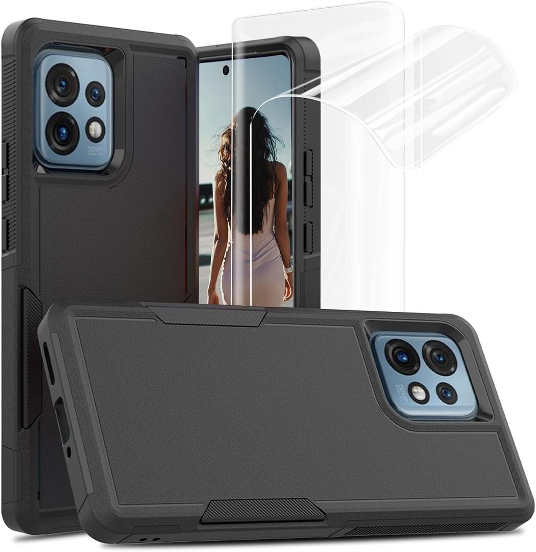 Jeylly for Motorola Edge+ 2023 Case with 2 X Soft Screen Protectors, Dual Layer Heavy Duty Protection Shockproof TPU Bumper Anti Scratch Rugged Cell Phone Case for Moto Edge+ 2023, Black Jeylly for Motorola Edge+ 2023 Case with 2 X Soft Screen Protectors, Dual Layer Heavy Duty Protection Shockproof TPU Bumper Anti Scratch Rugged Cell Phone Case for Moto Edge+ 2023, Black