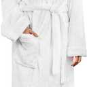 PAVILIA Premium Womens Plush Soft Robe Fluffy, Warm, Fleece Sherpa Shaggy Bathrobe (Large-X-Large, White)