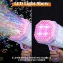 Sloosh Bubble Machine Gun W/Solution for Kids Ages 4-8, Light-Up Bazooka Rocket Shape Bubble Guns Blaster for Outdoor, Summer Toys Gifts, Party, Wedding, Easter (Purple)