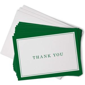 Hill Valley Greetings Green Formal Thank You Cards with Border - 48 Classic Note Cards with Envelopes - Perfect for Business Professionals & Special Events