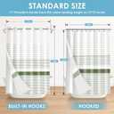 No Hook Boho Shower Curtain with Snap in Fabric Liner Set, Sage Green and White Striped Modern Double Layers Waterproof Fabric with See Through Top Window Open Grommet Bath Curtain 71x74 Inch