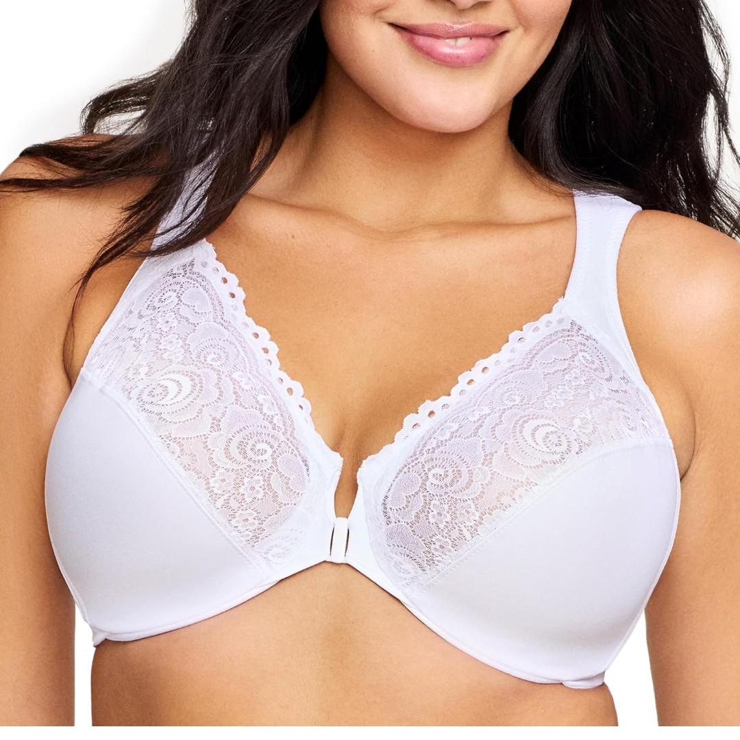 Glamorise Women's Plus Size Wonderwire Front-Closure Bra Underwire #1245, 42DD