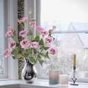 34.5" Purple Artificial Flowers Silk Fake Flower 3Pcs Eustoma Lisianthus Flowers with Long Stem Faux Flowers Arrangement Branch with 4 Heads for DIY Wedding Party Centerpiece Bouquet Table Home Decor