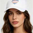 Waldeal LGBTQ Pride Baseball Cap, Adjustable Embroidered Heart Cotton Hat, Pride Month Gift for Women Men (White)