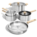 CAROTE 7 Pcs Stainless Steel Cookware Set, 3-ply Stainless Steel Pots and Pans Set, Tempered Glass Lids, Induction Kitchen Cookware Sets, Stay-Cool Handles