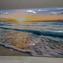Baisuart S02262 Canvas Prints Wall Art Beach Sunset Ocean Waves Nature Pictures Stretched Canvas Wooden Framed for living Room Bedroom and Office (48"L x 24"W)