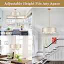 Durm Chandeliers for Dining Room 6 Lights 21.65" Large Farmhouse Gold Chandelier with Fabric Shades Hanging Light Fixture Drum Pendant Lighting for Kitchen Island Dining Room Bedroom Living Room Foyer