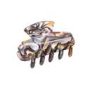 French Amie Chic Handmade Small Onyx Silver Grey Celluloid Jaw Hair Claw Clip (Onyx)
