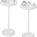 HOOBRO Small Round Side Tables, Set of 2, Drink Tables, Coffee Martini Tables with Pedestal Accent for Small Spaces in Living Room, Bedroom, Sofa Couch, White WW168BZP201