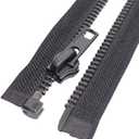 MebuZip #8 48 Inch Black Nickel Teeth Separating Jacket Zipper Right Handed Zipper Heavy Duty Metal Zippers for Men's Jackets Coats Sewing (48" RH)