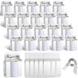 Kosiz 36 Pcs Mug Boxes Sublimation Coffee Mugs Gift Bags with Window Packaging Storage Box for Shipping Selling Mother's Day Graduation Gift Packaging Wrapping(for 15oz Mug,White, Silver)