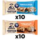Quaker Protein Granola Bars, 2 Flavor Variety Pack, 10g Protein, 1.41 oz Bars, 20ct (EXP 03/18/26)