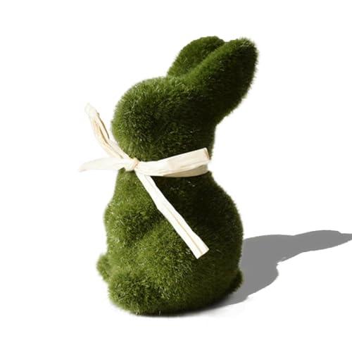 Wshxjzyay Moss Bunny, Easter Flocked Bunny Picks, Green Rabbit, Moss Bunny Decoration for Home Office Table Decor, Party Supplies Gifts for Kids and Friends