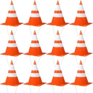 12 Pcs Halloween Orange Traffic Cone Hats Funny Unisex Halloween Costume Road Construction Cone Hats for Costume Parties, Events