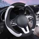 Soft Suede Steering Wheel Cover, Warm Steering Wheel Cover Fashion Universal 15 inch, Gray (round)