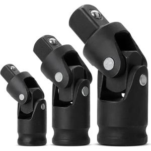 Bates- Universal Joint Impact Socket Set, 3 pcs, 1/4", 3/8" & 1/2" Drivers 1/2 Impact Swivel Socket Set 1/2 Drive (Universal Joint 3 pcs, Black)