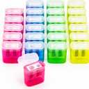 ForTomorrow 24-Pack Pencil Sharpener for Classroom, Dual-Hole with Lids