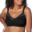 Playtex Women's 18 Hour Minimizer Smoothing Full-Coverage Wireless T-Shirt Bra with Mesh Trim (36C, Black)
