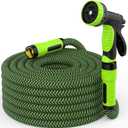 NON-EXPANDABLE Garden Hose 25ft x5/8'', Heavy Duty Flexible Water Hose with 10-Function Sprayer, Lightweight, Leak Proof, Durable Fabric Skin, Pressure Resistant for Yard, Outdoor