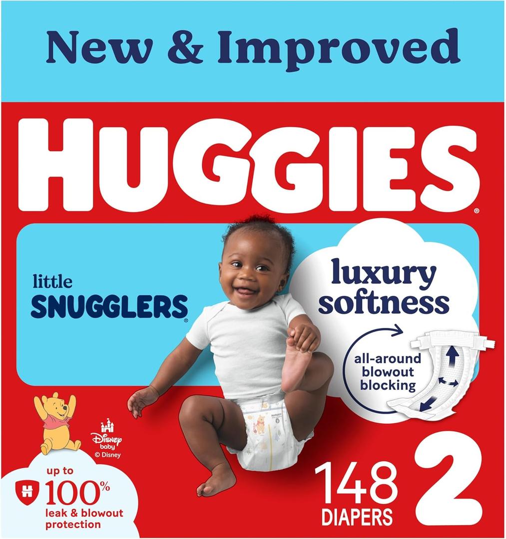Huggies Size 2 Diapers, Little Snugglers Baby Diapers, Size 2 (12-18 lbs), 148 Count