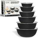 COOK WITH COLOR Stainless Steel Mixing Bowls Set - Nesting Bowls, 6 Pieces, Black