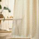 jinchan Linen Boho Curtains for Living Room Semi Sheer Curtains for Bedroom 84 Inches Long Herringbone Printed Farmhouse Drapes, Rod Pocket Window Treatment Curtain Set of 2 Panels Yellow on Linen