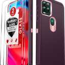 LeYi Compatible for Moto G Stylus 5G: 2 Pack Tempered Glass Screen Protectors, 3 in 1 Full Body Rubber Dustproof Rugged Defender Protection Case, Wine Red/Pink
