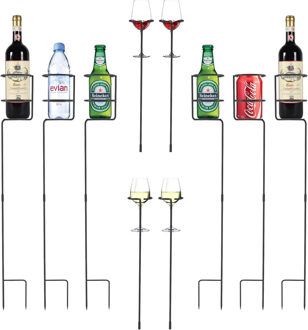 Urban Deco Heavy Duty Outdoor Drink Holder Set of 10, Stakes Beach Cup Holders for Yard Beverage Holder Stakes, 6 Packs Plus Extra 4 Goblet Drink Holders