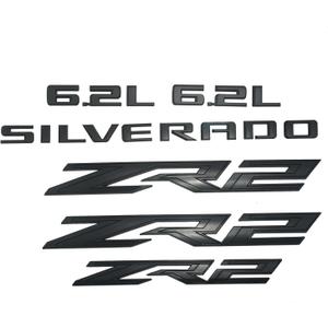 6PCS ZR2 6.2L Silverado Emblems 3D Badge Fender Rear Letter Nameplate Sticker Replacement for 2022 2023 2024 Silverado 1500 (Matte Black)