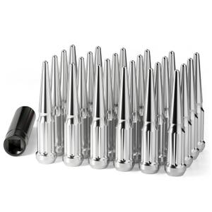M14x1.5 Spike Lug Nuts 24 Pcs, Chrome Spiked Lug Nut with Spline Key for Chevy Silverado 1500 GMC Sierra Yukon Tahoe Ford F150, 14mm x1.5 Acorn Solid Metal Truck Lug Nut Wheel Accessories