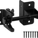 Self Locking Gate Latch for Wooden Fence, Heavy Duty Automatic Gravity Fence Latch for Wood Metal Gate, Gate Hardware Door Lock for Outdoor Pool Garden Shed, Black, 1Pack
