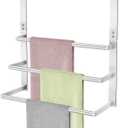16Inch Over The Door Towel Rack, VOTZAAQ Stainless Steel Over Door Towel Holder, Door Towel Hanger with 3 Tier Towel Bars, Over Door Towel Storage for Bathroom, Brushed Nickel