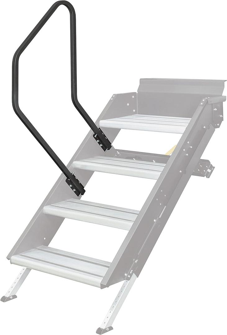 Lippert Solid Step Entry Assist Handrail, Accommodates Door Widths up to 36, Easy Installation, Locking Pins for 5 Adjustment, for 5th Wheel RVs, Travel Trailers, Motorhomes - 799640, Black