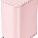 Cesun Small Bathroom Trash Can with Lid Soft Close, Step Pedal, 5 Liter / 1.3 Gallon Stainless Steel Garbage Can with Removable Inner Bucket, Waste Basket for Bathroom, Bedroom (Pink)