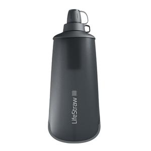 LifeStraw Peak Series Collapsible Squeeze Bottle Water Filter System BPA Free - 650 ml for Trail Running, Camping, Hiking, Travel, Cycling, and Fishing; Dark Mountain Gray