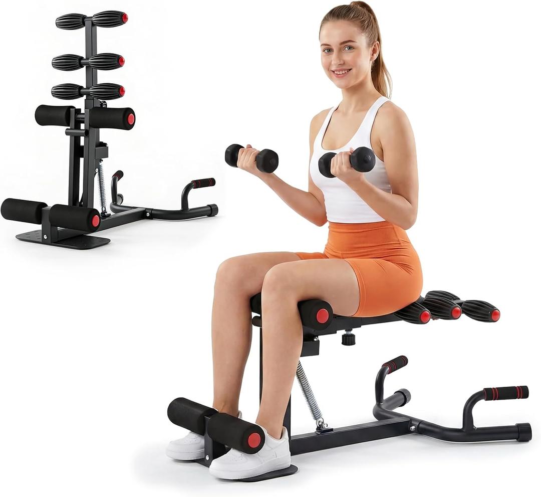 NEWBULIG Deep Squat Machine for Women, Fitness Squat Machine, Adjustable Resistance Home Gym Exercise Equipment, Glutes & Core Workout Equipment, 300 lbs Capacity, 32.9"x22.4"x36.6", Blue/Red