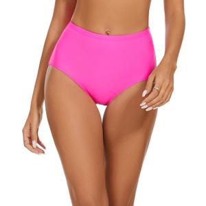 Womens Slimming Retro High Waisted Bikini Bottom Full Coverage Tummy Control Swimsuit Swim BottomsHotpink,XXL, XX-Large