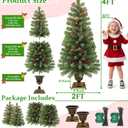 2 Pack 4 Ft Artificial Potted Christmas Tree with 60 LED Lights,Warm White and Colored Changing,8 Lighting Mode&Timer,Mini Small Xmas Tree, Battery Operated,Outdoor Front Door Porch Home Decoration