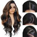 13x6 HD Lace Front Wigs Pre Plucked Skunk Stripe Brown with Black Wigs For Women Body Wave Wigs 28 Inch Ready Wear 100% Futura Premium Wig Beginner Friendly Daily Party Use