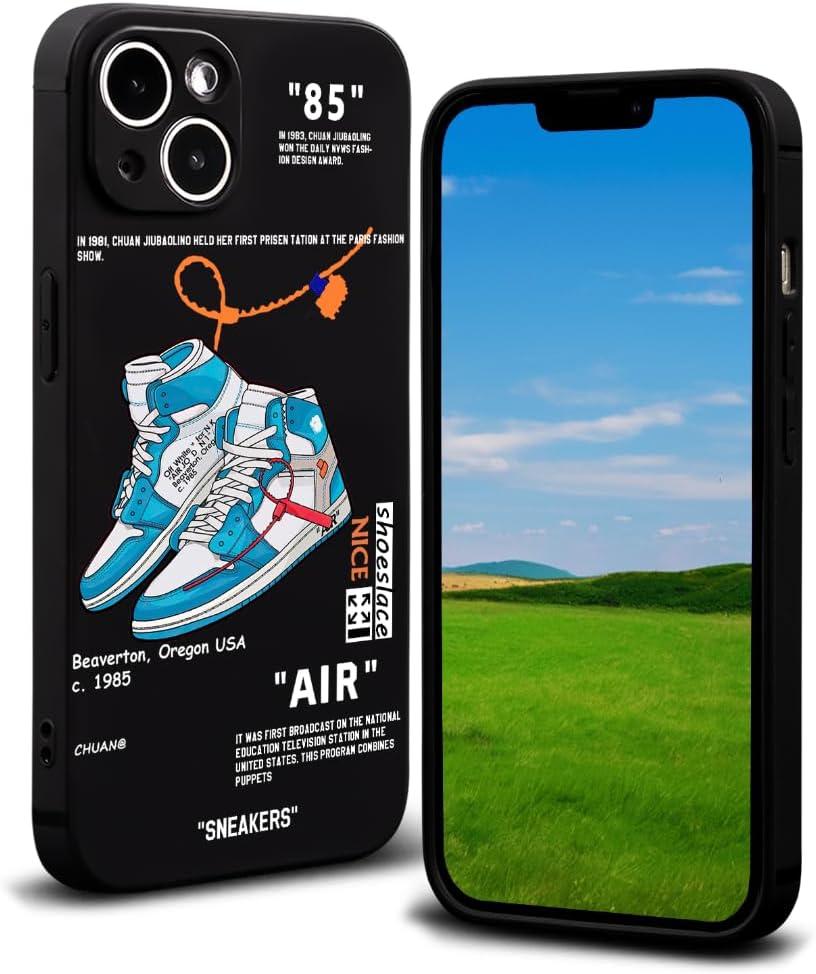 Cool Phone Case for iPhone 14 Case for Boys Men Street Design Aesthetic Shockproof Basketball Sneaker Sports Designer Cases Compatible with iPhone 14 Black